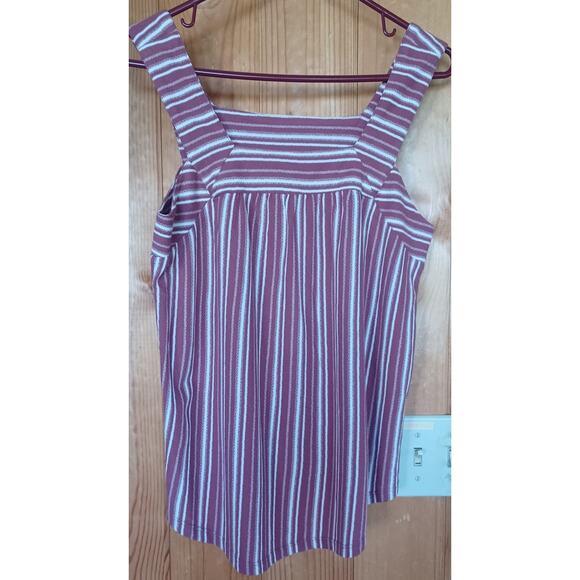 NWT Lucky Brand Blouse Women's Small Maroon and Cream Color 100% Cotton Beachy - Picture 4 of 7